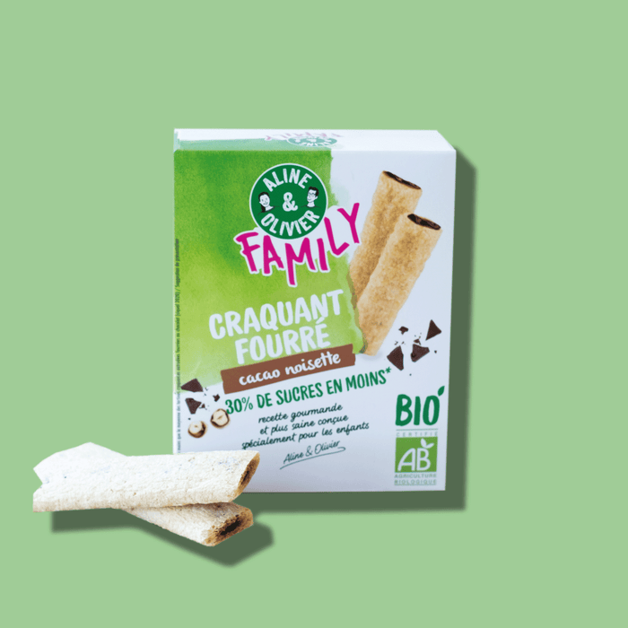 BIO : craquants fourrés au chocolat & noisette