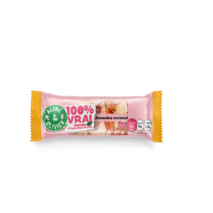 MINI BARRES 45% AMANDES et CARAMEL (lot de 10)